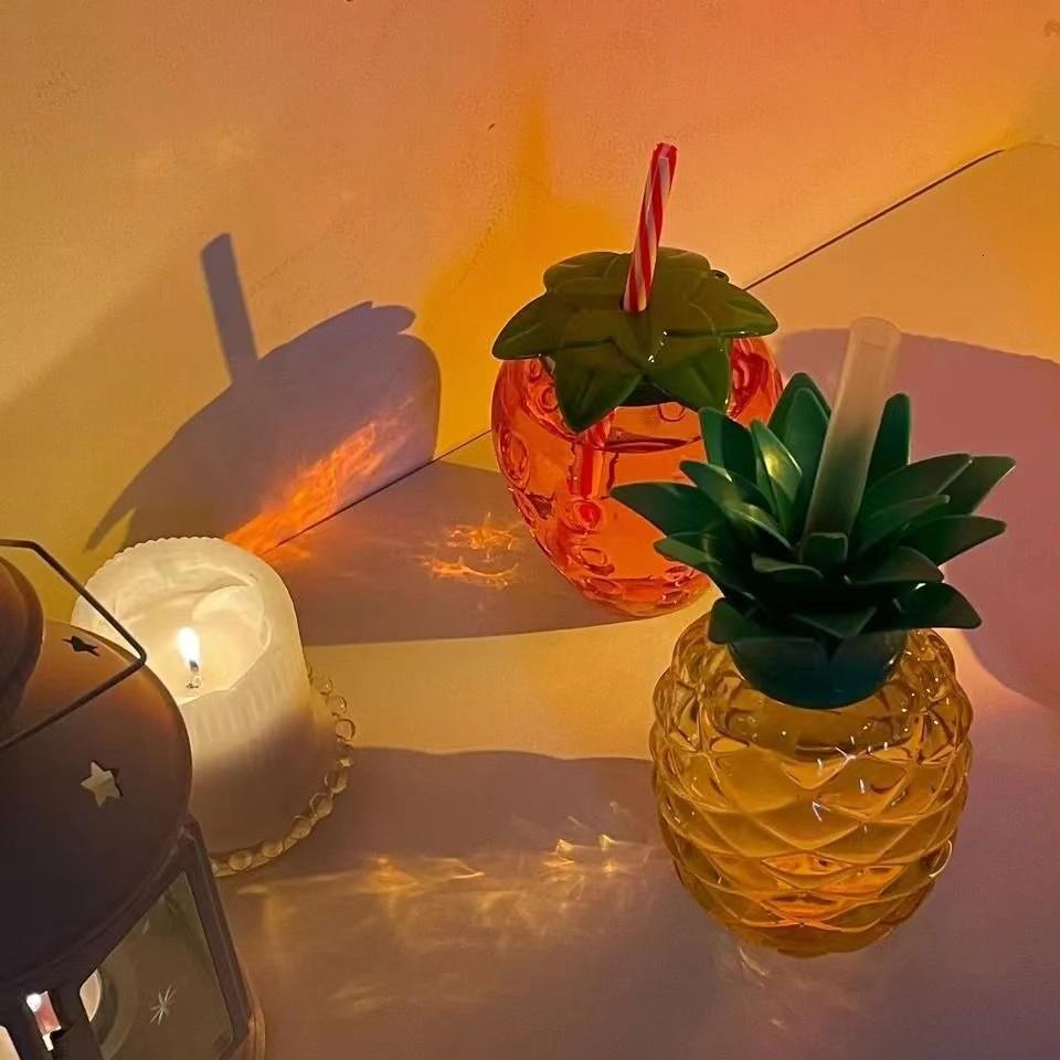 ins菠萝造型水杯果汁杯子奶茶杯随手杯学生可爱吸管杯小红书同款 - 图1