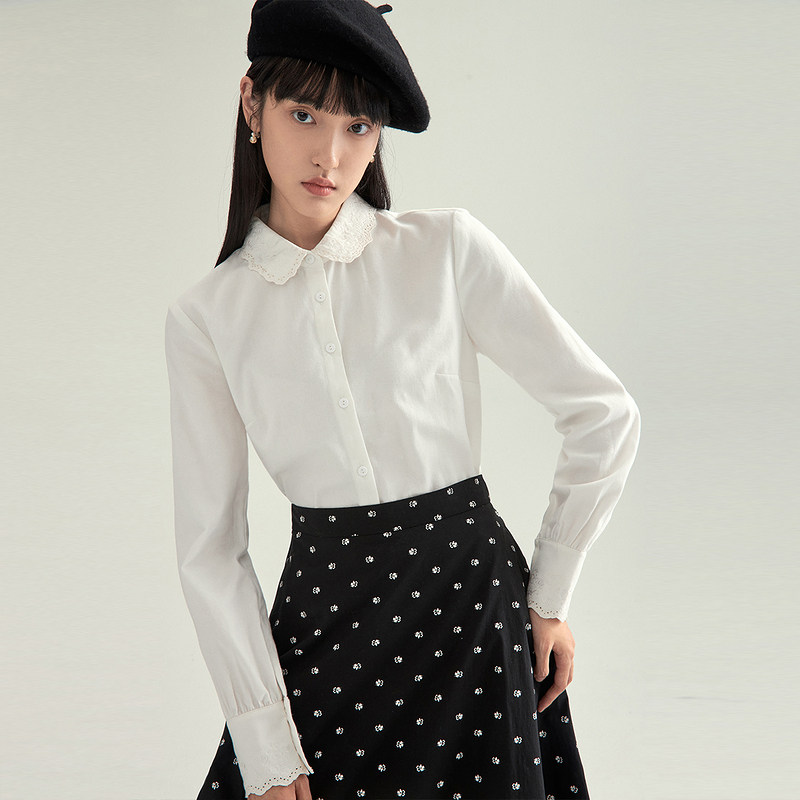 茵曼旗舰店白衬衫玻尿酸黑科技新款 茵曼一零一度衬衫