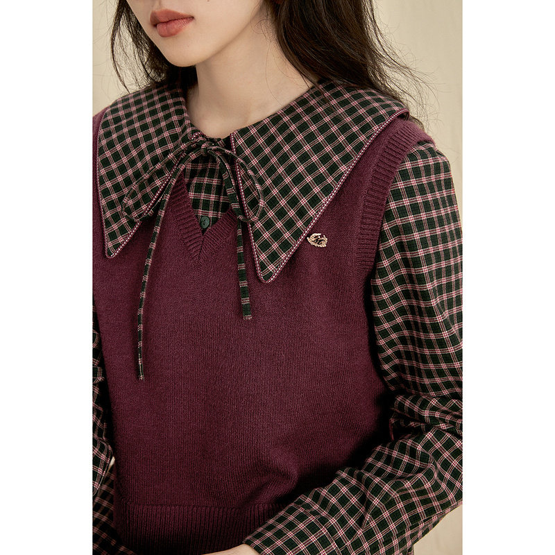 茵曼马甲连衣裙两件套2021冬新款 茵曼一零一度连衣裙