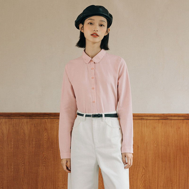 茵曼2021秋装新款女小圆领设计衬衣 茵曼一零一度衬衫