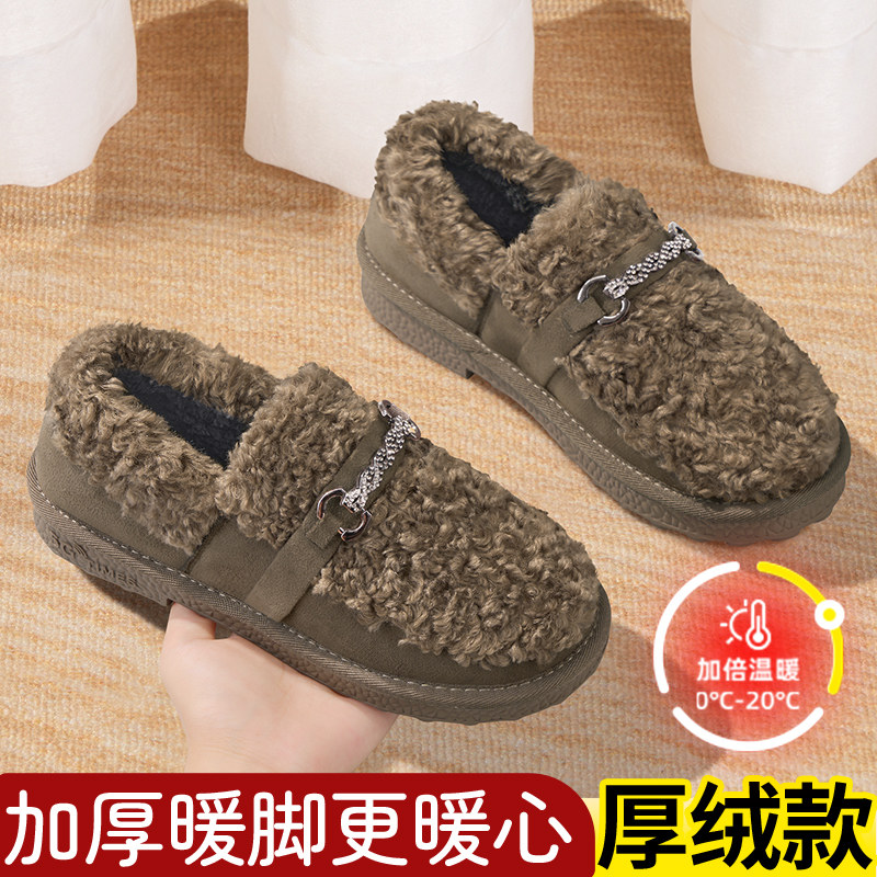 毛毛鞋女冬外穿2025新款老北京布鞋加绒加厚保暖妈妈厚底豆豆棉鞋,淘宝优惠券,粉丝福利购,淘宝优惠卷