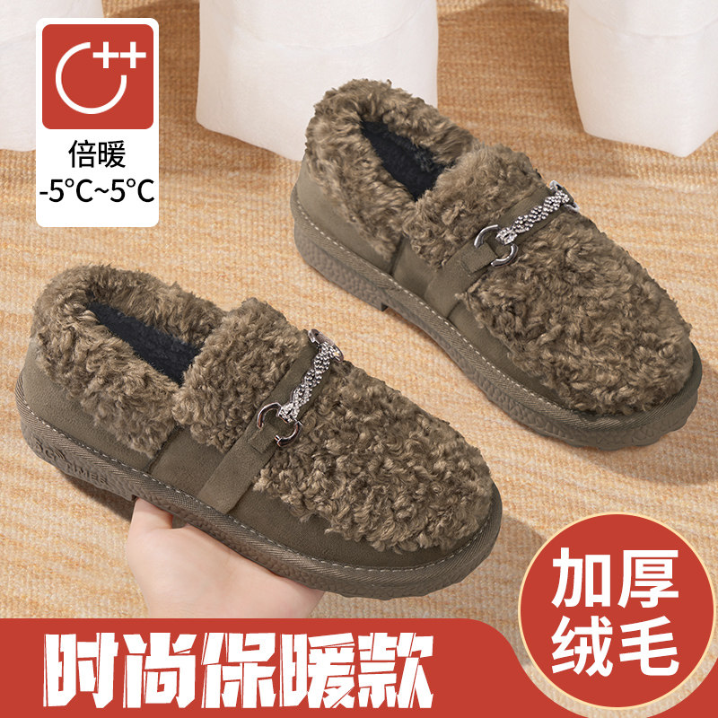 毛毛鞋女冬外穿2025新款老北京布鞋加绒加厚保暖妈妈厚底豆豆棉鞋,淘宝优惠券,粉丝福利购,淘宝优惠卷