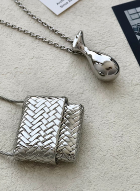 镀金长款净水瓶编织包包吊坠项链