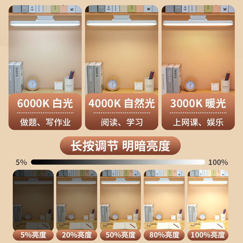 酷毙灯磁吸台灯学习专用护眼宿舍灯大学生充电led书桌寝室床头灯