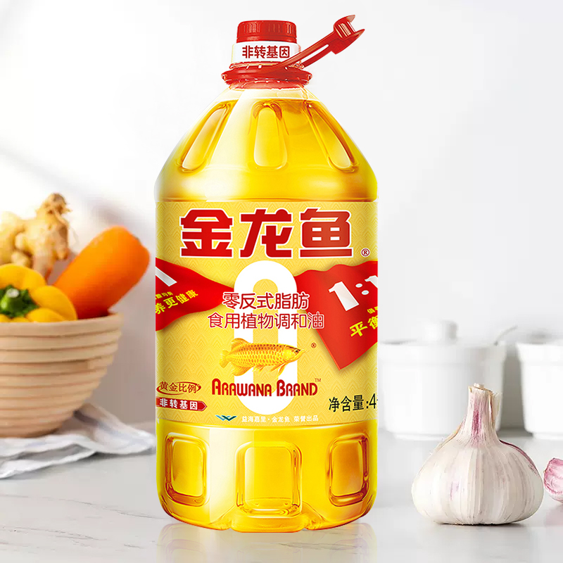 4L金龙鱼食用油非转基因黄金比例调和油色拉油家用大桶炒菜油粮油