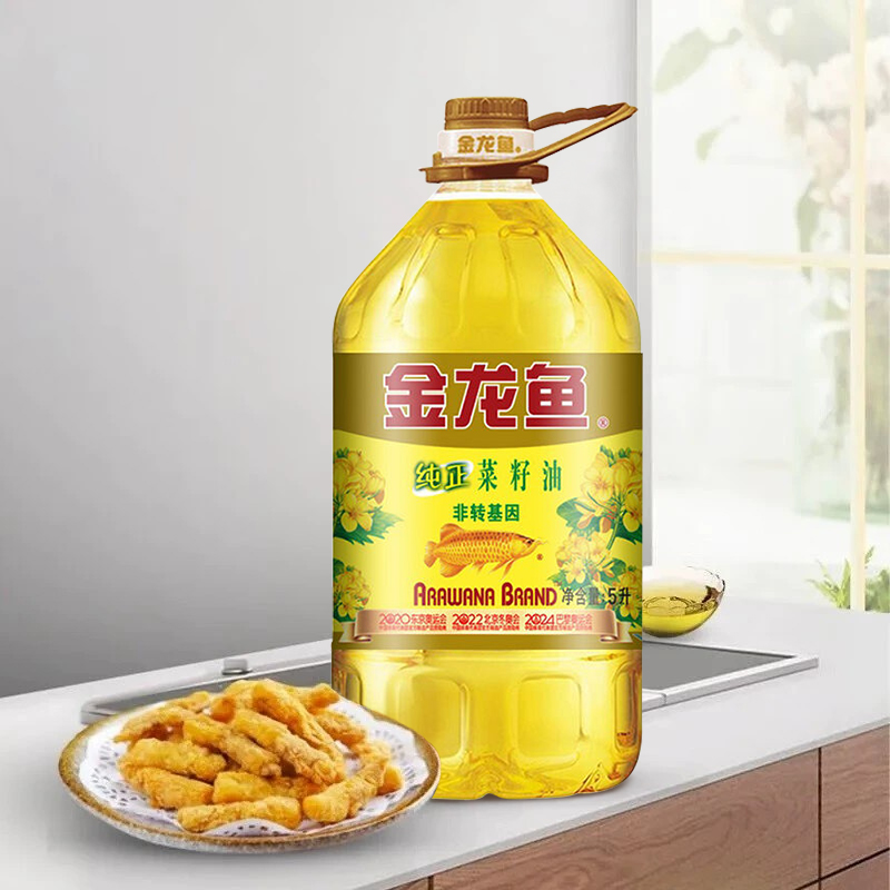 金龙鱼纯正菜籽油5L*1桶家用 非转基因食用油炒菜油大桶装家用