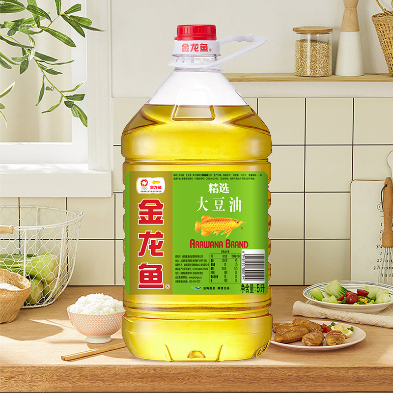 5升金龙鱼精炼一级大豆油精选食用油粮油家用烹饪炒菜色拉油大桶