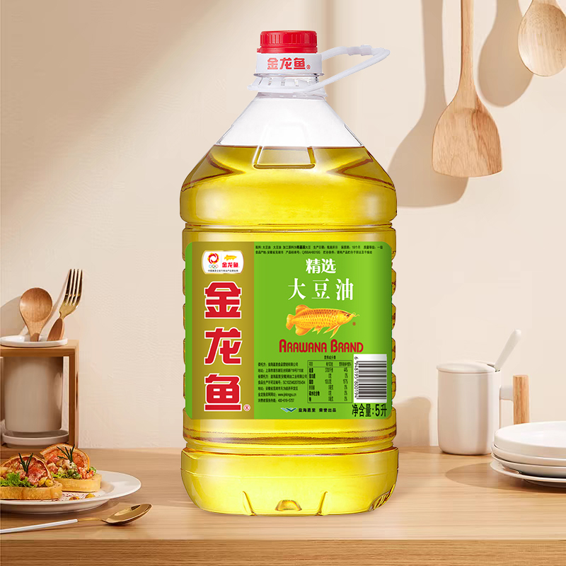 5升金龙鱼精炼一级大豆油精选食用油粮油家用烹饪炒菜色拉油大桶