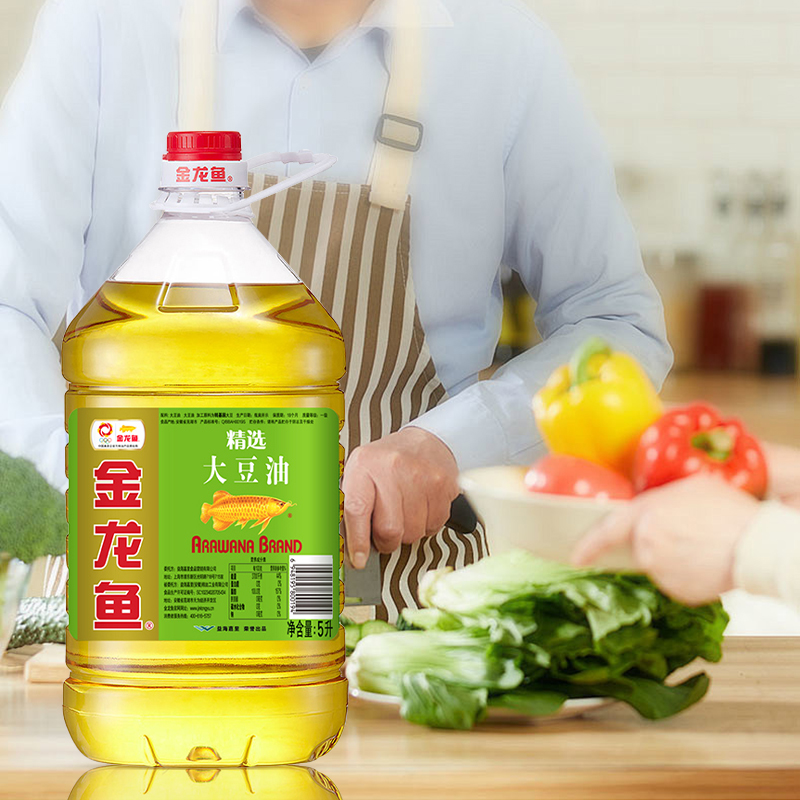 5升金龙鱼精炼一级大豆油精选食用油粮油家用烹饪炒菜色拉油大桶