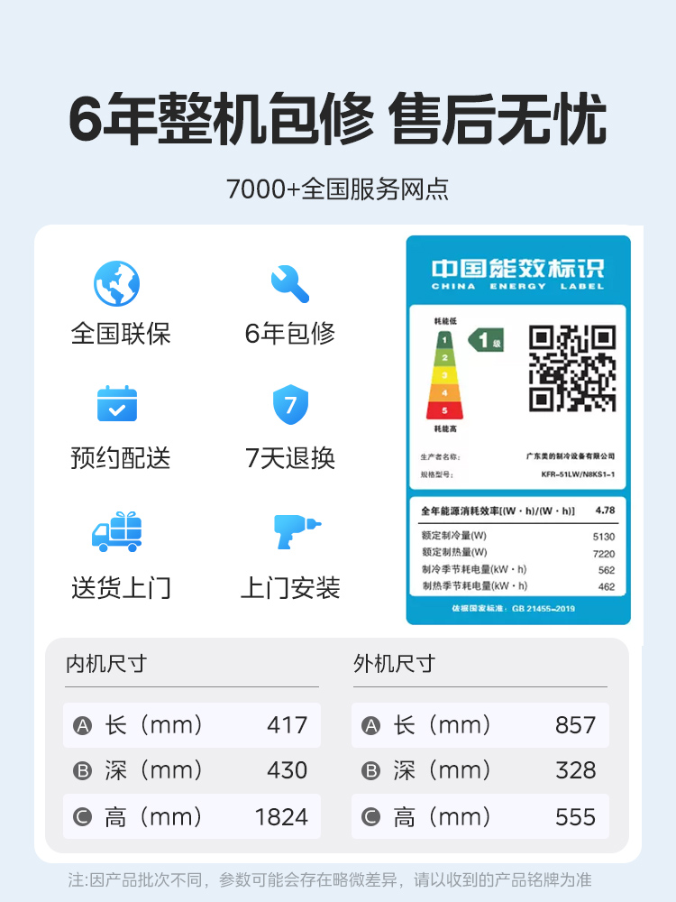 美的空调【就近仓发货】酷省电柜机立式2匹一级冷暖变频智能KS1-1 - 图2