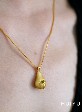 回予双面拉丝梨项链高级感