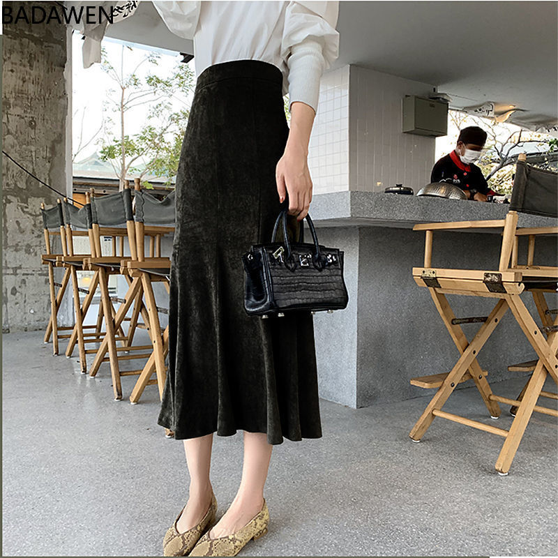 网红2021 New Fashion Women Long Skirts Vintage Mermaid High