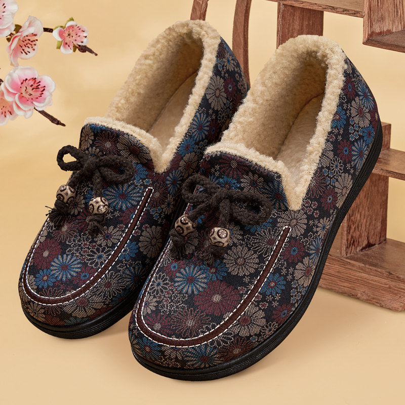 老北京布鞋女秋冬加绒加厚防滑保暖中老年豆豆棉鞋妈妈百搭毛毛鞋,淘宝优惠券,粉丝福利购,淘宝优惠卷