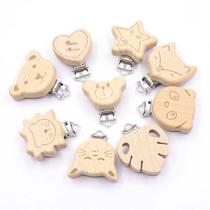 5Pcs Lot Food Grade Beech Wooden Clip Animal Heart Shape Dum