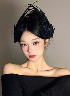 洛丽塔cos漫展芭蕾风天使之翼Lolita羽毛夹发饰高级感侧边夹头饰