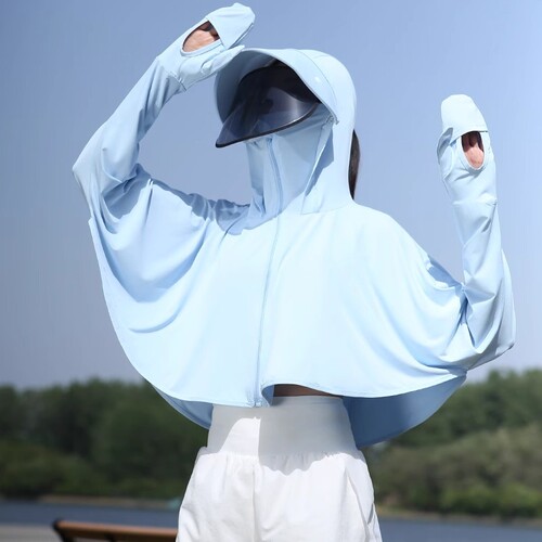 防晒衣女款夏季2026新款冰丝原纱披肩外套女薄款防晒服女防紫外线 - 图2