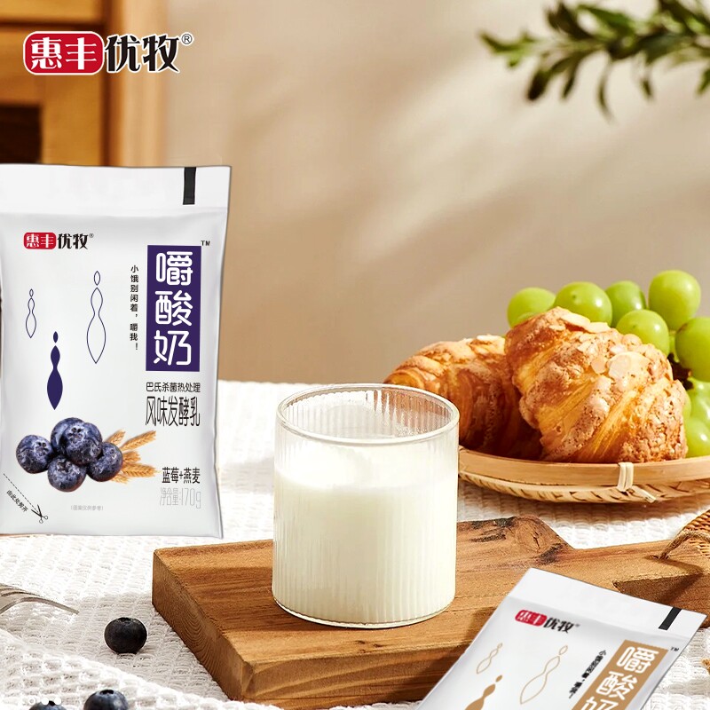 惠丰优牧嚼着吃纯甄酸奶袋装整箱常温果粒燕麦牛奶黄桃红枣早餐