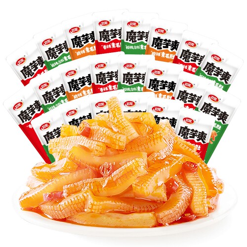 零食小吃辣条卫龙魔芋爽轻巧版50包素毛肚散装辣味即食办公室休闲 - 图3