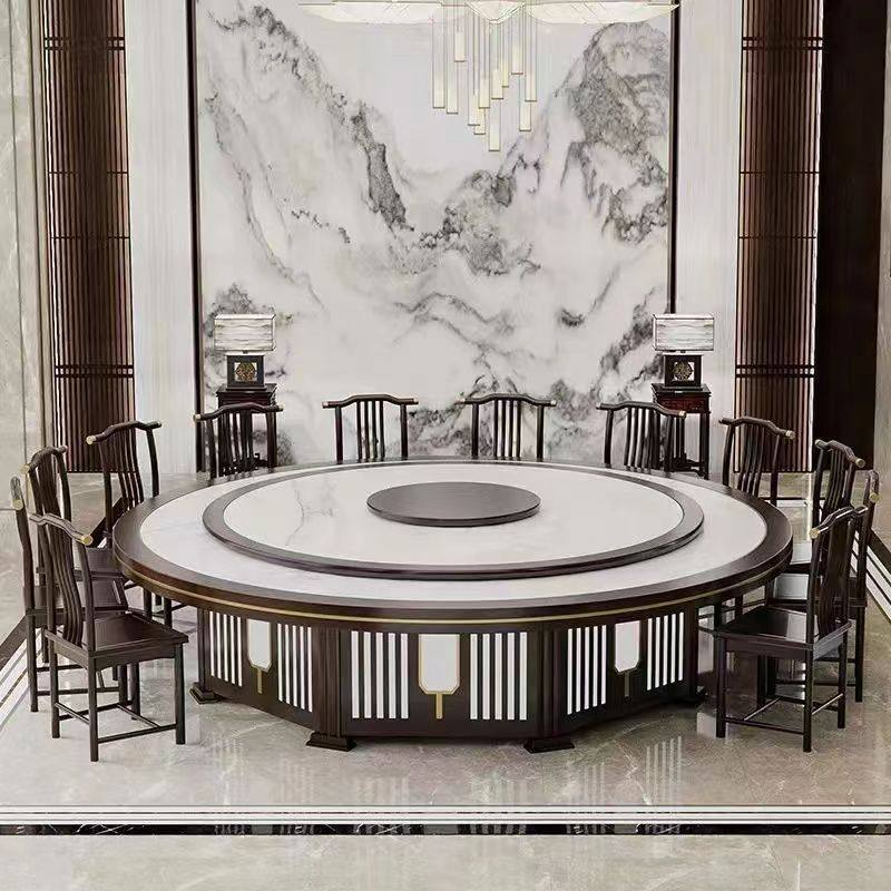 新中式酒店电动餐桌高级大圆桌20人火锅桌圆形电磁炉自动旋转餐桌,淘宝优惠券,粉丝福利购,淘宝优惠卷