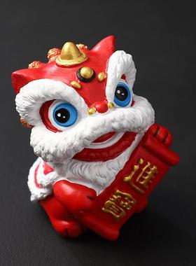 新中式国风石狮子醒狮一对招财进宝桌面装饰品高级感小众生日礼物