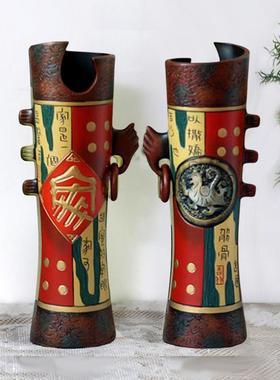 新中式陶瓷摆件手工艺品礼品百搭装饰书柜博古架隔断艺术花瓶花插