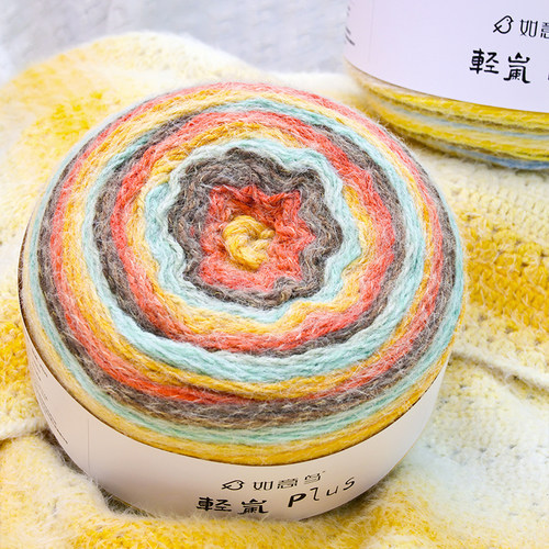 如意鸟轻岚PLUS渐变段染毛线600g七星毯手工编织DIY钩织围巾线 - 图3