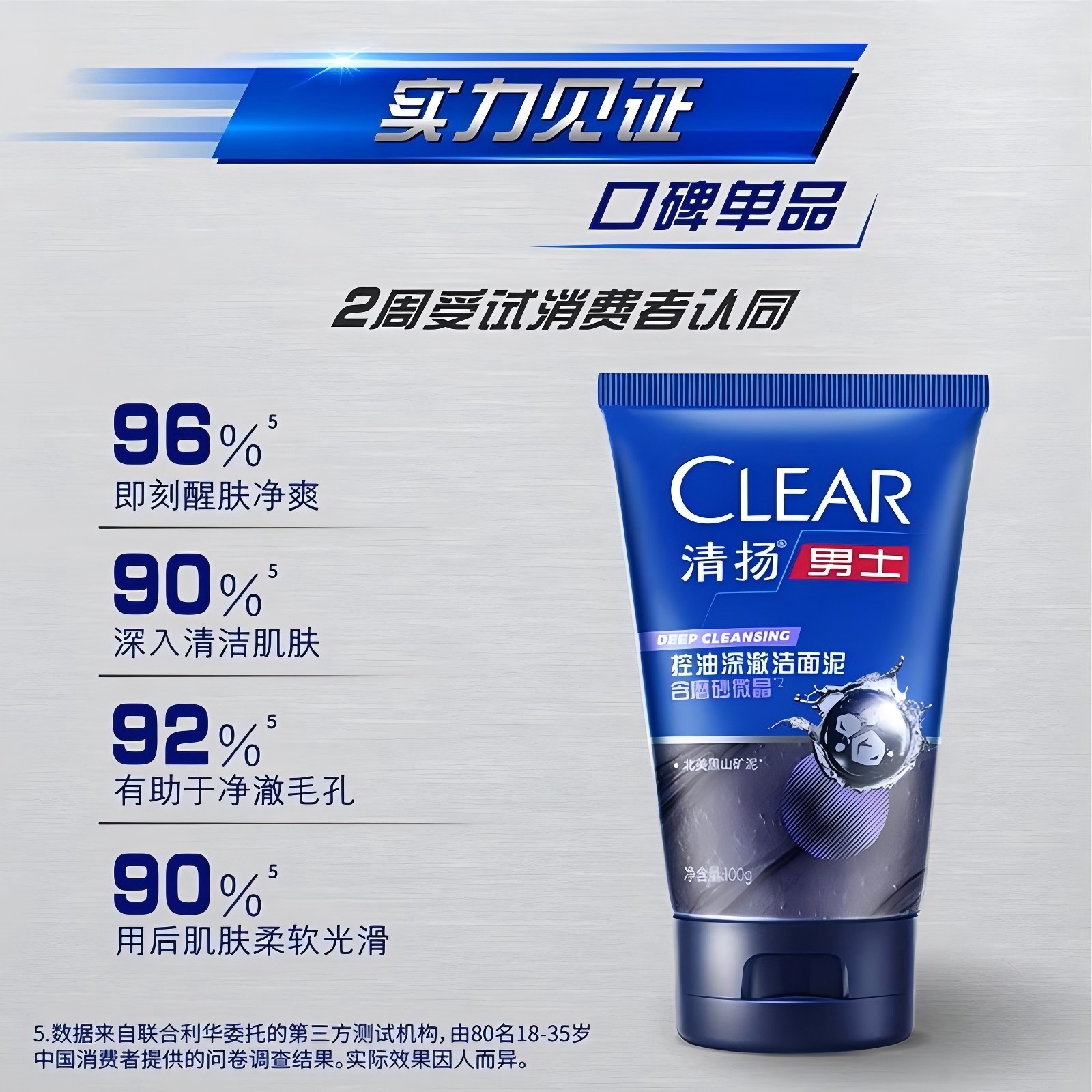 清扬男士洁面组合清爽控油保湿深澈洁面膏泥洁面啫喱 100g,淘宝优惠券,粉丝福利购,淘宝优惠卷