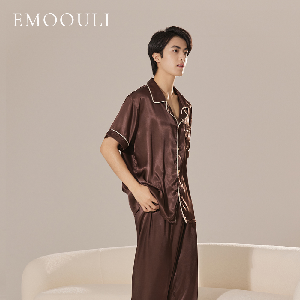 EMOOULI/一暮里定制睡衣刺绣名字冰丝绸送男友生日礼物高级感礼盒 - 图0