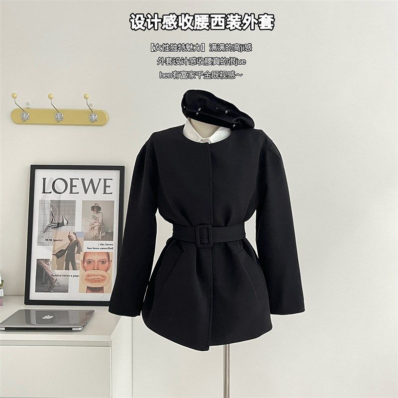 Ms XIDU 秋冬韩剧女主富家千金小个子黑色西装裙外套学院风两件套,淘宝优惠券,粉丝福利购,淘宝优惠卷