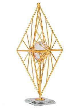 几何摆件送数学老师北欧轻奢铁艺金属摆件电镀家居几何水晶球铁艺