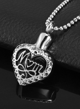 可打开不锈钢骨灰盒镶钻吊坠 爱心花形项链宠物纪念品礼物N0029