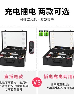 跟妆师专业化妆箱带灯带镜子大容量高级新娘跟妆化妆品收纳工具箱