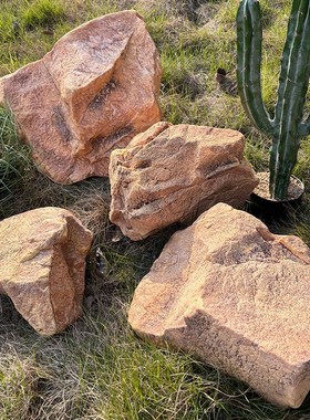 仿真黄色石头PU泡沫o雕塑假山造景绿植橱窗岩石楼梯下景观石摆件