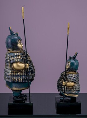 新品创意复古新中式兵马俑摆件办公室F家居饰品电视柜玄关客厅装