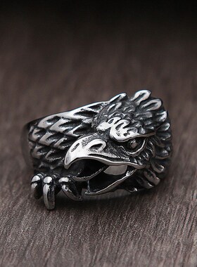 极速Nordic Mythology Odin RavenB Ring For Men Vintage 316L S