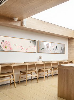 极速荷花卧室装饰画床头画横长幅新中式温馨房间R主卧墙壁画中国