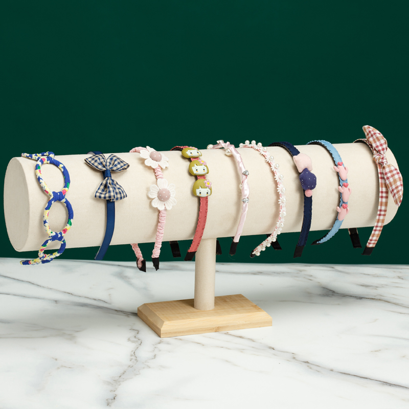 极速竹木头箍展示架绒布发箍架子发圈H发夹陈列首饰收纳层架饰品 - 图2