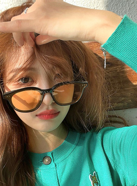 速发复古橘黄色墨拍男版款镜照时尚透明夜视太镜韩潮