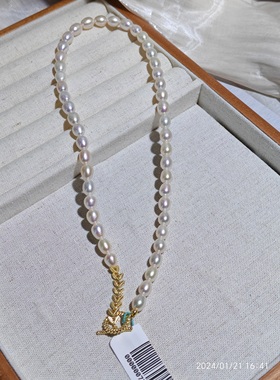 麦穗Ot扣淡水珍珠项链轻奢小众设计高级感时尚个性气质独特首饰