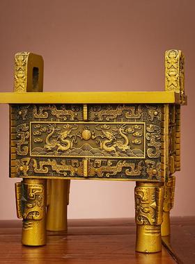 黄铜鼎摆件全铜古四方鼎财富宝鼎盛千秋开业礼品工艺品司母戊鼎