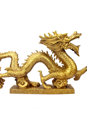 纯黄铜铜龙金龙摆件装饰品家居书房办公室家居龙摆设