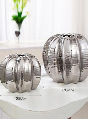 简约陶瓷花瓶南瓜形折纸摆件 纯手工轻奢花瓶万圣节家居装工艺品