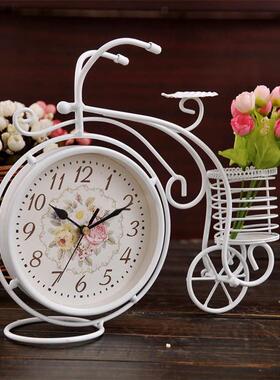 书房摆摆件床头客厅钟铁静音钟表小钟玄关卧室创意装饰饰台钟桌艺