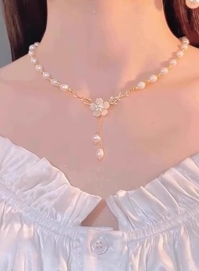 无名花淡水珍珠项链优雅锁骨链女