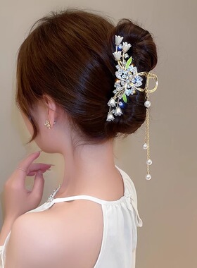 铃兰花抓夹高级感花朵流苏发夹女