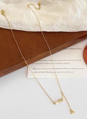 高级感金竹锆石项链女流苏锁骨链