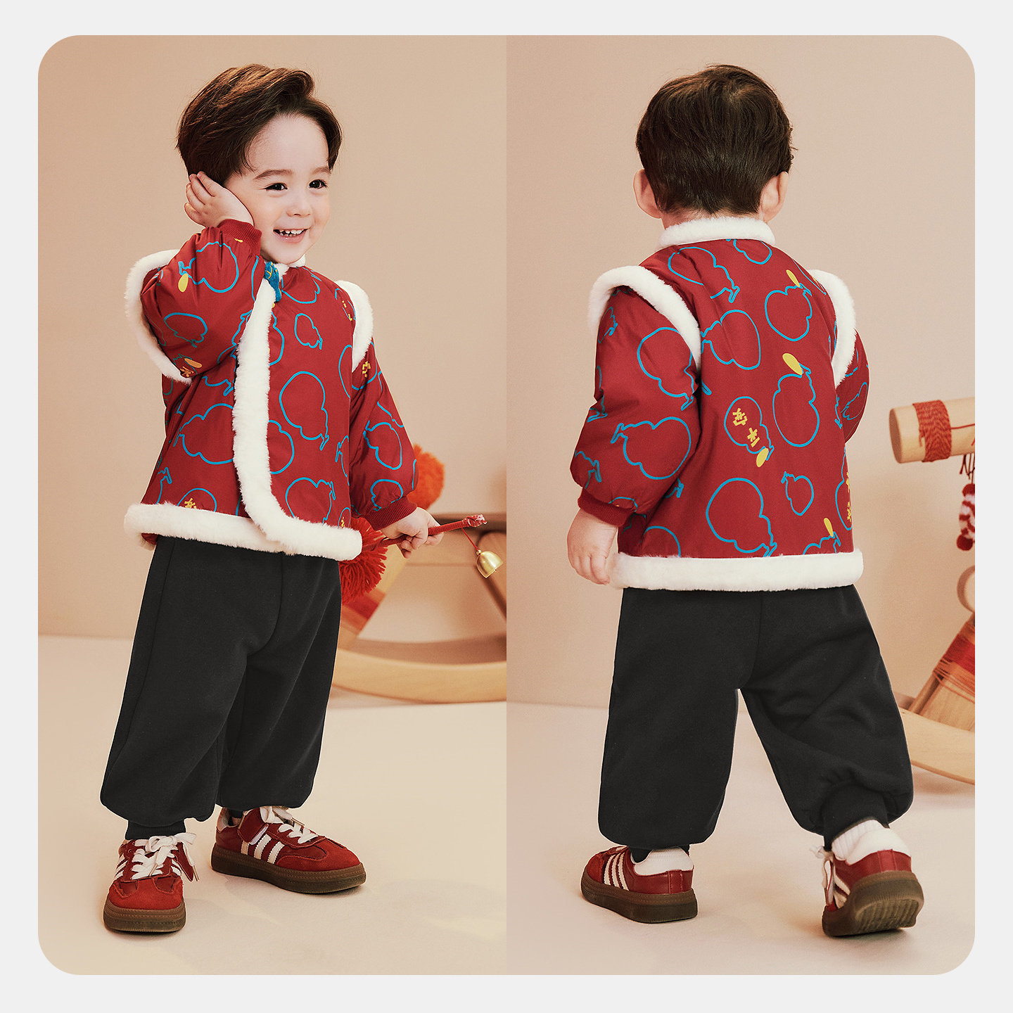 迷你巴拉巴拉男女童加绒套装儿童夹棉保暖外套长裤2026春季新款厚,淘宝优惠券,粉丝福利购,淘宝优惠卷