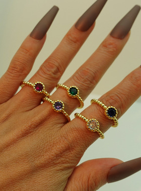 极速2023 Multicolor Round Bead ZirconH Rings For Women Stain