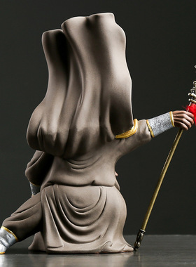 极速创意紫砂历史人物武财神关公 家居客厅博古架S装饰摆件关羽