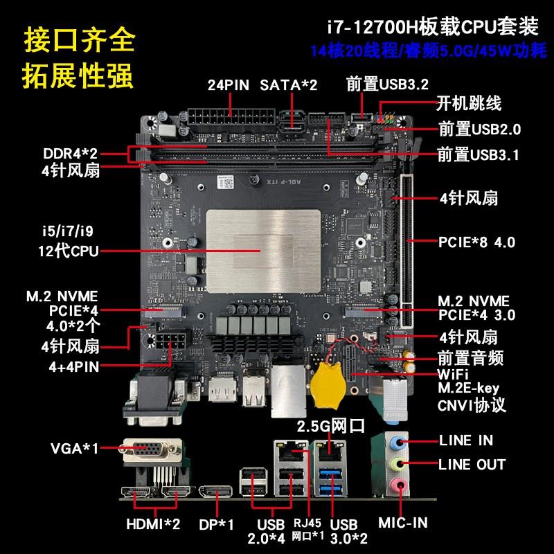 other X58双网口 i7-12700H ITX板载CPU套装全新主板DIY组装台式-图2